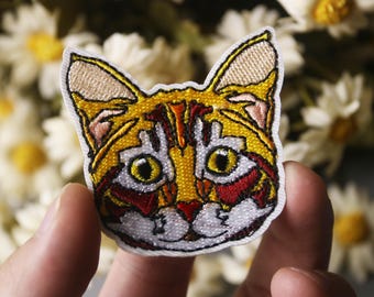 orange tabby cat patch, kitty patch, iron on patch, stick on patch, embroidered patch, funny patch, aesthetic patch, gorgeous patch