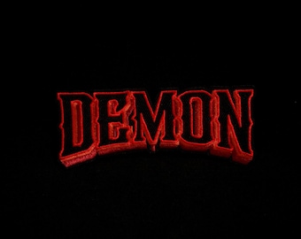 DEMON patch, word patch, evil, iron on patch, embroidered patch, funny patch, aesthetic patch, gorgeous patch, applique
