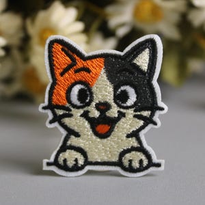 Calico cat patch, cute, kitty, cat, iron on patch, embroidered patch, funny patch, aesthetic patch, gorgeous patch, applique
