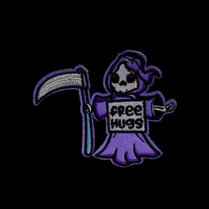 gratis kramlapp, dödslapp, lila, stryklapp, broderad lapp, rolig lapp, estetisk lapp, vacker lapp, applikation