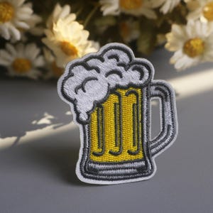 Embroidered Beer Mug Patch, Funny Applique, Iron On Badge