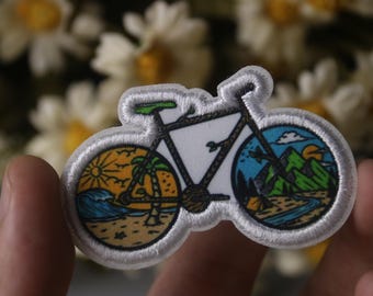 outdoor cycling patch, riding patch, bike, iron on patch, stick on patch, embroidered patch, funny patch, aesthetic patch, gorgeous patch