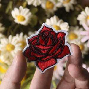 red rose patch, flower patch, iron on patch, stick on patch, embroidered patch, funny patch, aesthetic patch, gorgeous patch