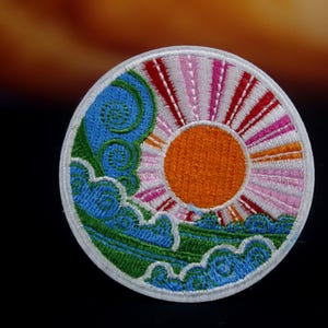 sunrise patch, sun patch, iron on patch, stick on patch, embroidered patch, funny patch, aesthetic patch, gorgeous patch
