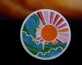sunrise patch, sun patch, iron on patch, stick on patch, embroidered patch, funny patch, aesthetic patch, gorgeous patch