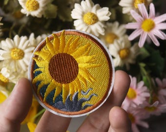 sun patch, sunflower patch, iron on patch, stick on patch, embroidered patch, funny patch, aesthetic patch, gorgeous patch