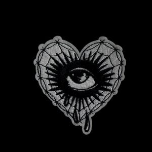 crying patch, gothic patch, black heart patch, iron on patch, embroidered patch, funny patch, aesthetic patch, gorgeous patch, applique