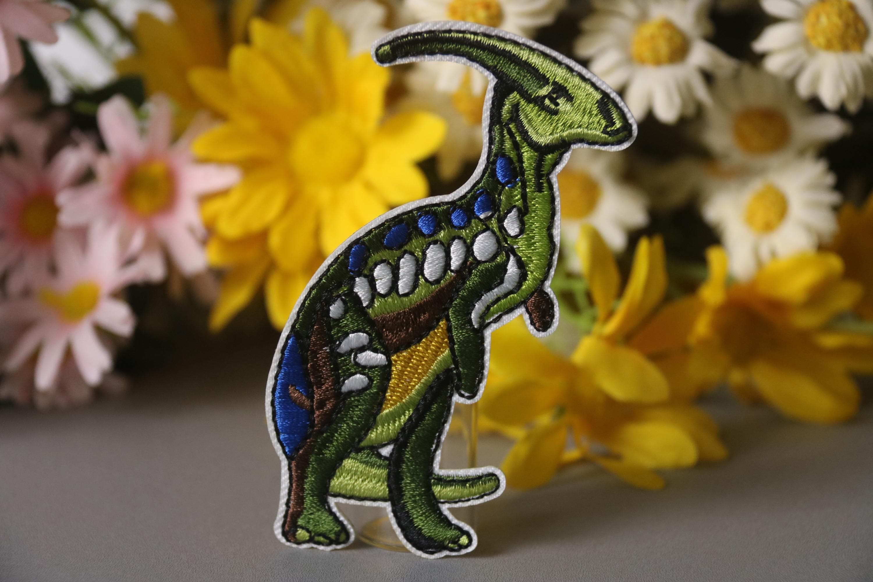 Parasaurolophus patch, dinosaur patch, iron on patch, embroidered patch, funny patch, aesthetic patch, gorgeous patch, applique