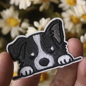 Border collie, cute dog patch, puppy patch, iron on patch, stick on patch, embroidered patch, funny patch, aesthetic patch, gorgeous patch