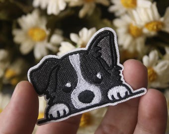 Border collie, cute dog patch, puppy patch, iron on patch, stick on patch, embroidered patch, funny patch, aesthetic patch, gorgeous patch