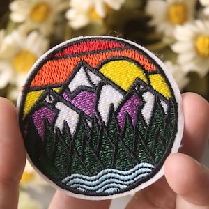 mountain badge patch, adventure patch, outdoor, iron on patch, stick on patch, embroidered patch, funny patch, aesthetic patch