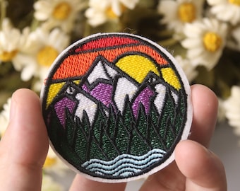 emblema de montanha, emblema de aventura, ao ar livre, remendo de ferro, remendo de colagem, remendo bordado, remendo engraçado, remendo estético