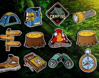 camping patch, outdoor, campfire, hiking, iron on patch, embroidered patch, funny patch, aesthetic patch, gorgeous patch,patch by set