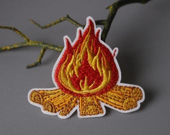 campfire patch, outdoor patch, camping, iron on patch, stick on patch, embroidered patch, funny patch, aesthetic patch, gorgeous patch