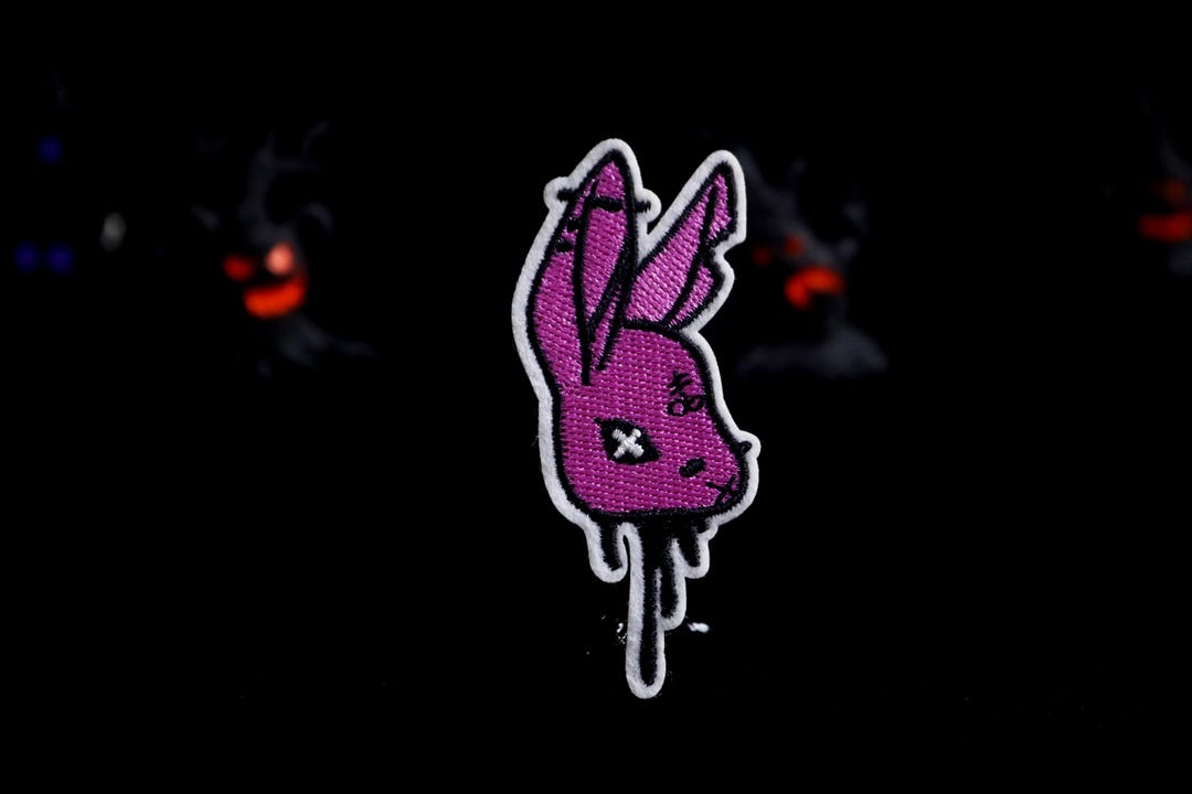 Creepy Rabbit Head Patch, Pink, for Halloween, Iron on Patch ...