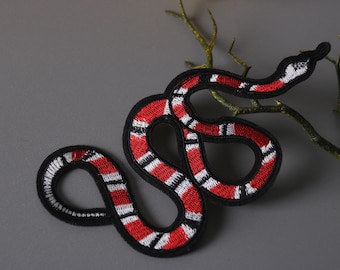 red snake patch, iron on patch, embroidered patch, funny patch, aesthetic patch, gorgeous patch, applique