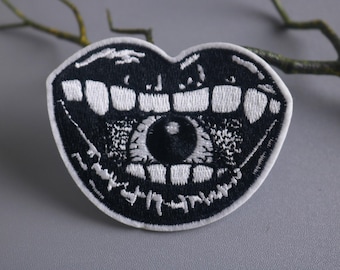 eyeball in the mouth patch, Gothic patch, punk patch, iron on patch, embroidered patch, funny patch, aesthetic patch, gorgeous patch