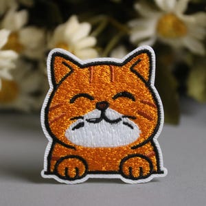 orange cat patch, tabby cat patch, fat cat, iron on patch, embroidered patch, funny patch, aesthetic patch, gorgeous patch, applique