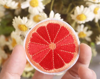blutorange Aufnäher, Orange Patch, Obst Aufnäher, Patch, gestickter Patch, lustiger Patch, ästhetischer Patch, wunderschöner Patch, Applikation