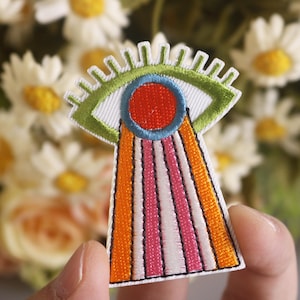 evil eye with laser patch, eye patch, iron on patch, embroidered patch, funny patch, aesthetic patch, gorgeous patch, applique
