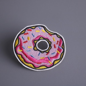 donut patch, dessert patch, pink, delicious, iron on patch, embroidered patch, funny patch, aesthetic patch, gorgeous patch, applique