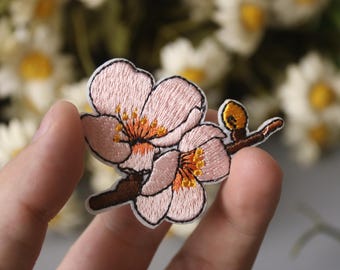cherry blossom patch, pink flower, iron on patch, stick on patch, embroidered patch, funny patch, aesthetic patch, gorgeous patch