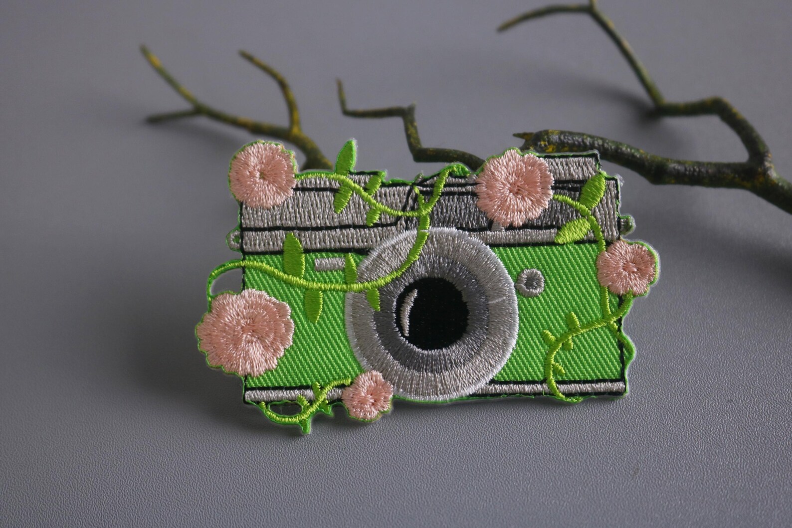 Camera Pvc Patch Floral Camera Patch, Green Camera Patch, Iron on Patch, Embroidered ...