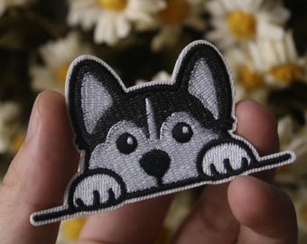 husky patch, cute dog patch, puppy patch, iron on patch, stick on patch, embroidered patch, funny patch, aesthetic patch, gorgeous patch