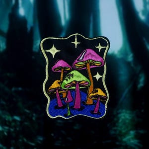 psychedelic mushroom patch, poisonous mushroom, iron on patch, embroidered patch, funny patch, aesthetic patch, gorgeous patch, applique