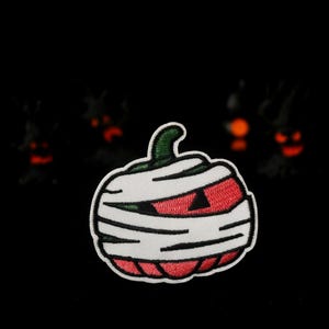 pumpkin patch, mummy patch, for Halloween, iron on patch, embroidered patch, funny patch, aesthetic patch, gorgeous patch, applique