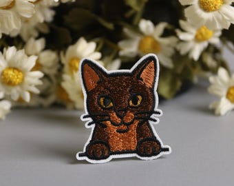 Abessinier Patch, Katzen Aufnäher, Kitty Patch, Aufnäher zum Aufbügeln, gestickter Patch, lustiger Patch, ästhetischer Patch, wunderschöner Patch, Applikation