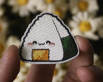 comic onigiri patch, rice roll patch,  iron on patch, embroidered patch, funny patch, aesthetic patch, gorgeous patch, applique