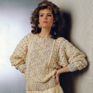 Textured Crochet Sweater Pattern – Vintage 1980s Design (PDF Download)