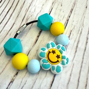 Teal & White Flower Tumbler Charm