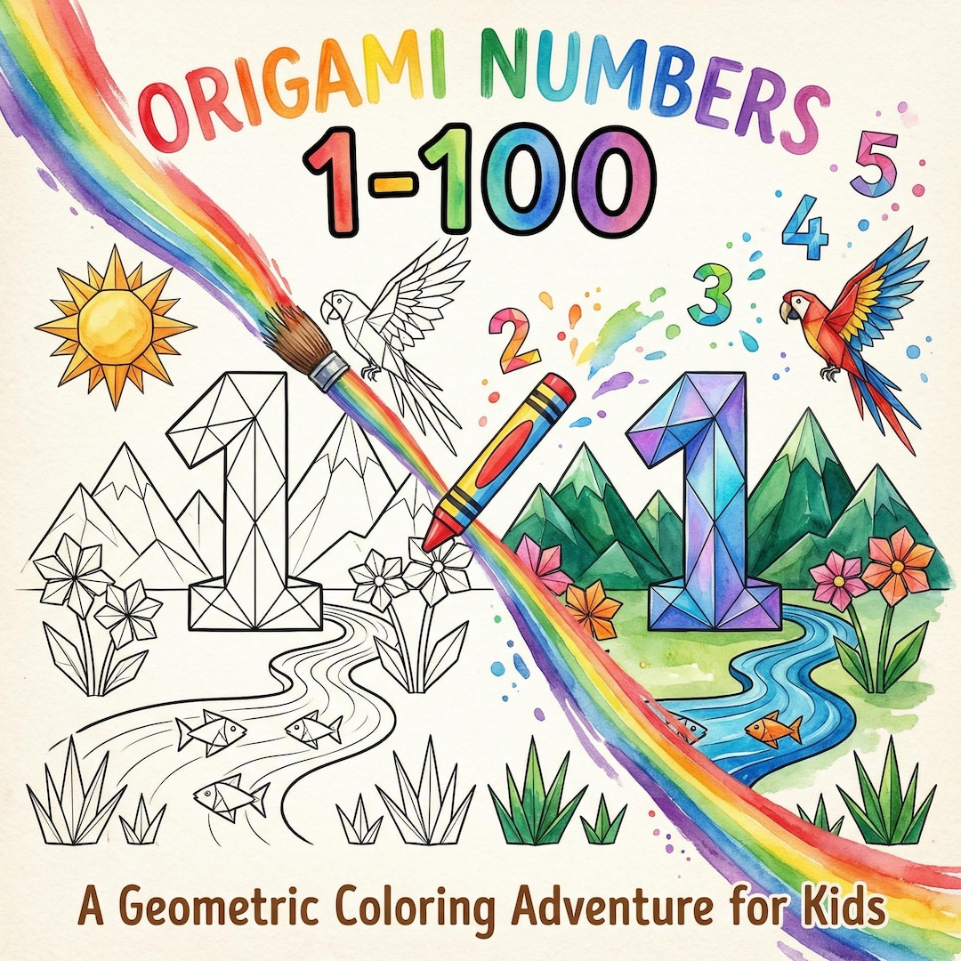 Coloring Book for Kids 1-100 Numbers Origami Activity Book Printable ...