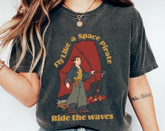Wind Surfing Shirt, Space Pirate Surf Shirt, Ride The Waves Tee, Adventure Surfing Gift, Gift For Windsurfers, Treasure Planet Lover T-Shirt