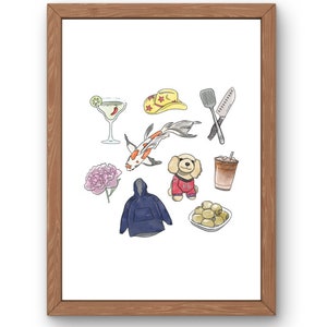 Custom Favourite Things Print | Personalised Illustration for a Loved One | Personality Portraits | Unique Gift Idea | 8 to 10 ITEMS ONLY