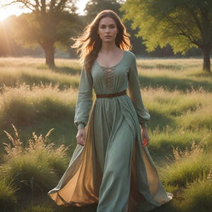 Enchanting Green Medieval Dress | Women&#39;s Vintage Apparel | Elegant Historical Costume | Stylish RenFaire Clothing | Durable Fashion Design