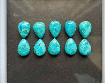 Muhava Copper Turquoise, pear Shape Cabochon Loose gemstone, 10 Pcs Lot