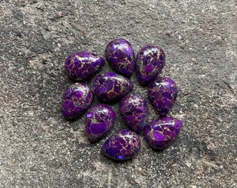 Purple Copper Turquoise, pear Shape Cabochon Loose gemstone, 10 Pcs Lot