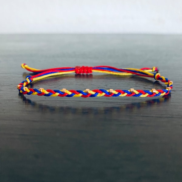 Colombian Flag Bracelet: Braided, Friendship Jewelry