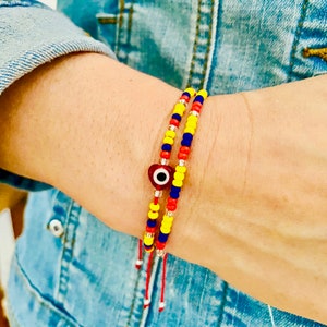 Two Colombian Bracelet Set, Colombian Flag Bracelet, Friendship Colombian Bracelet, Venezuela Bracelet, Ecuador Bracelet.