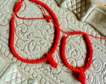 Azabache Baby Bracelet: Red String, Red Beads, Protection Charm
