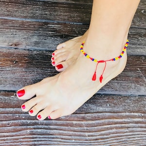 Colombian Flag Anklet: Beaded  Jewelry