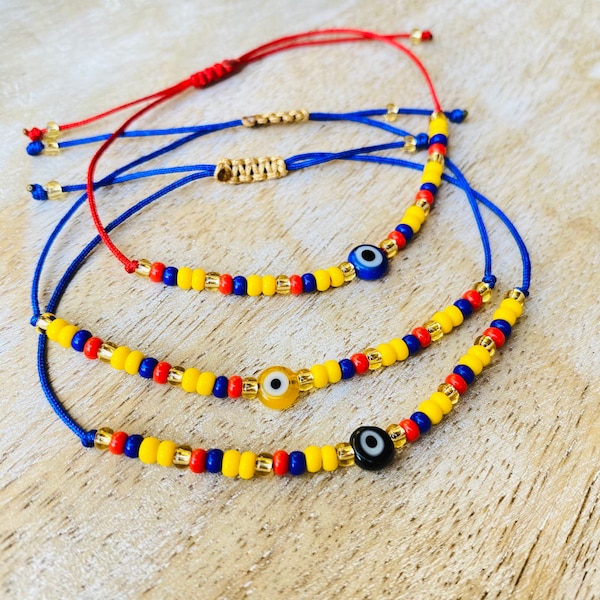 Colombian Friendship Bracelet: Beaded Evil Eye Manilla