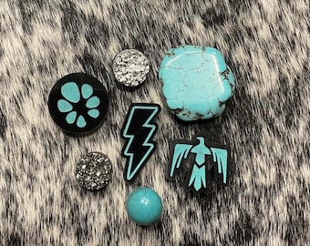 Turquoise set 7 western shoe charms