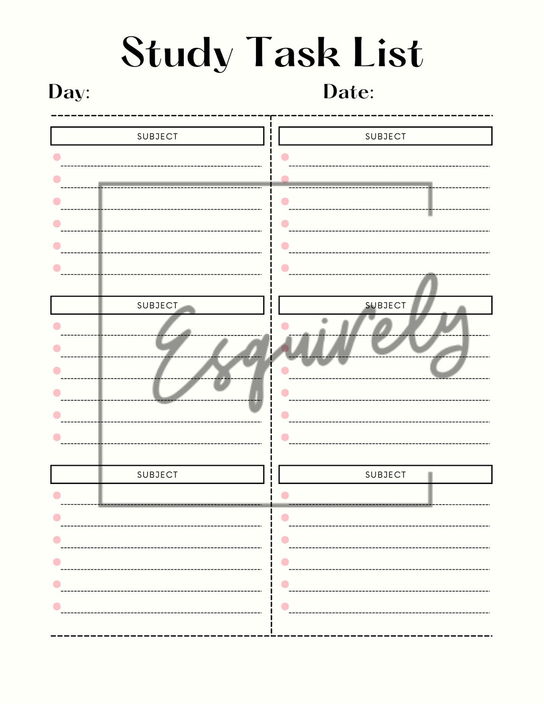 Study Task Template - Etsy