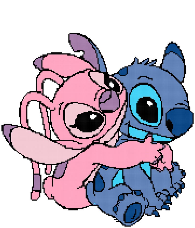 Angel and Stitch Hugging Crochet Graphghan Graph - Etsy