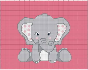 Gráfico de ganchillo de elefante bebé