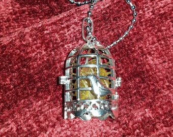 Large Birdcage Amulet with Healing Crystal